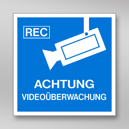 Schild 'Videoüberwachung' 30x20 Cm – Aus 3 Mm Aluverbund, Mit 4 Bohrlöchern, Wetterbeständig